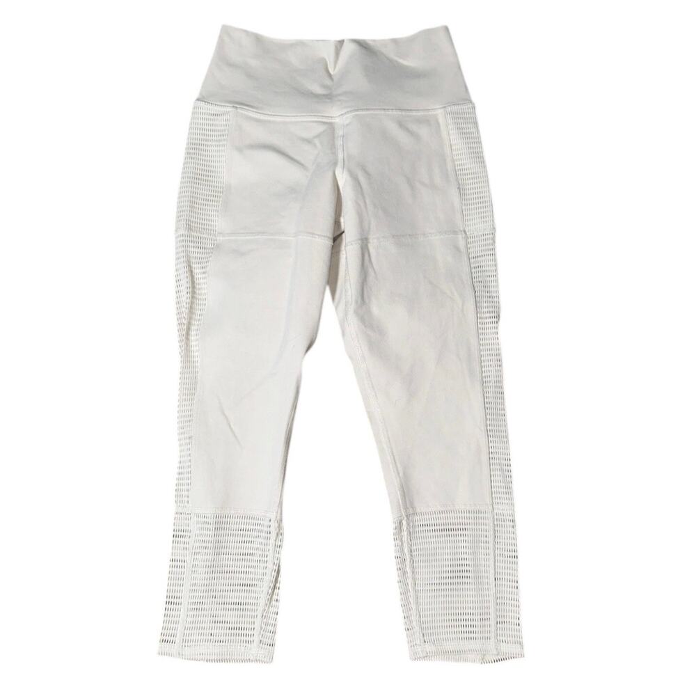 Alo off the grid mesh athletic  capri leggings women size small in bone color